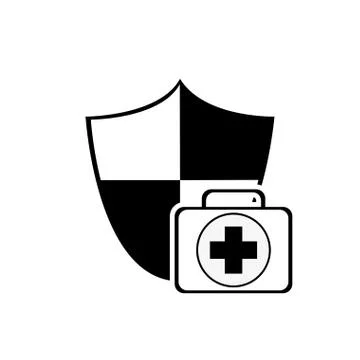 Shield and first aid kit icon Stock Illustration