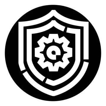 Shield and gear icon symbolizing technical protection Stock Illustration
