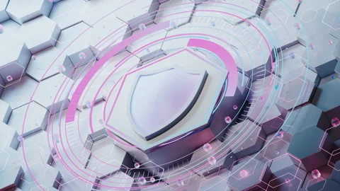 Shield and Hexagonal background, 3d rendering. 스톡 동영상 168941392