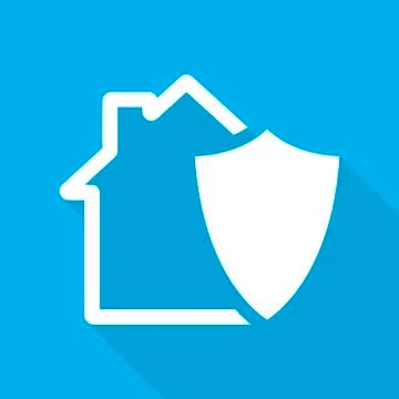 Shield and house icon. Vector illustration Stock Illustration