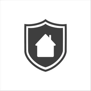 Shield and house logo on a white background. EPS10 Stock Illustration