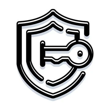 Shield and key protecting digital private access data Stock Illustration
