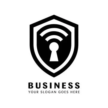 Shield and Keyhole Network Security Logo Design Illustrazione stock