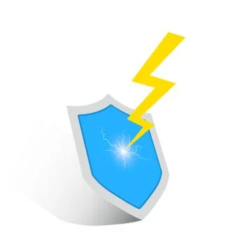 Shield and lightning icon. Vector illustration. Stock Illustration