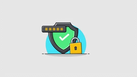 Shield and Lock Animation Video - Transparent Stock Footage 294487613