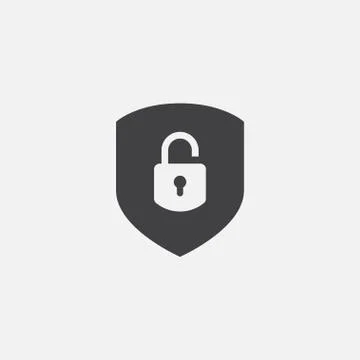 Shield and lock Icon Vector Logo Template, protect logo Stock Illustration