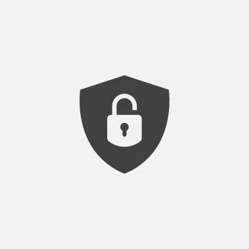 Shield and lock Icon Vector Logo Template, protect logo Stock Illustration