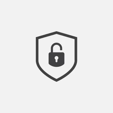 Shield and lock Icon Vector Logo Template, protect logo Stock Illustration