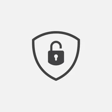 Shield and lock Icon Vector Logo Template, protect logo Stock Illustration