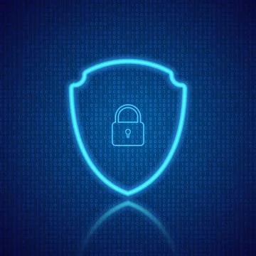 Shield and lock for the protection of digital data. Stock Illustration