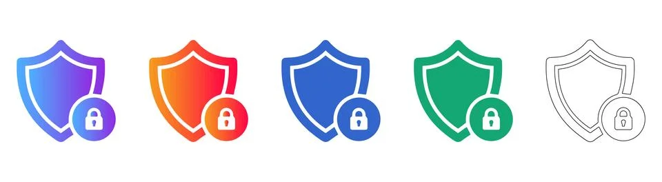 Shield and Lock Security Icons Stock Illustration