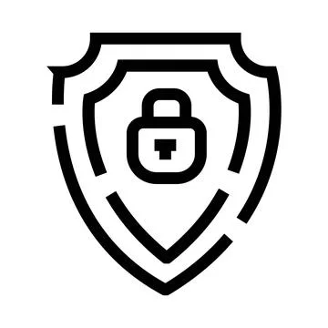 Shield and padlock icon representing data security and privacy Illustrazione stock