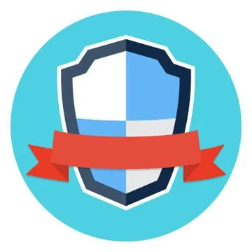 Shield and ribbon flat icon Illustrazione stock