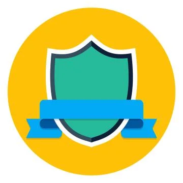 Shield and ribbon flat icon Illustrazione stock