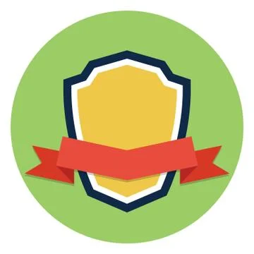 Shield and ribbon flat icon Stock Illustration