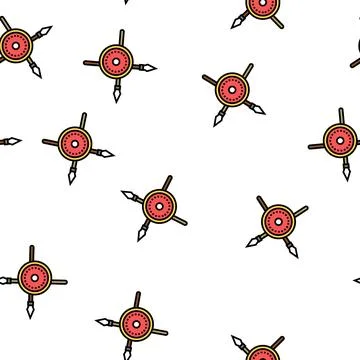 Shield and spears ancient rome vector seamless pattern Stock Illustration