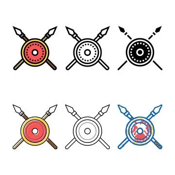 Shield and spears multistyle ancient rome color icon vector Ilustración de archivo