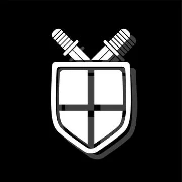 Shield and sword icon flat Stock Illustration