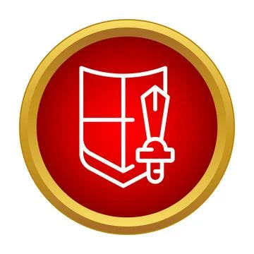 Shield and sword icon symbolizing protection, security, and defense 스톡 일러스트