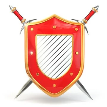 Shield and sword. security concept. 3d Stock Illustration
