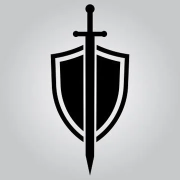 Shield and sword. Vector icon Stock Illustration