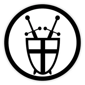 Shield and swords button. Stock Illustration
