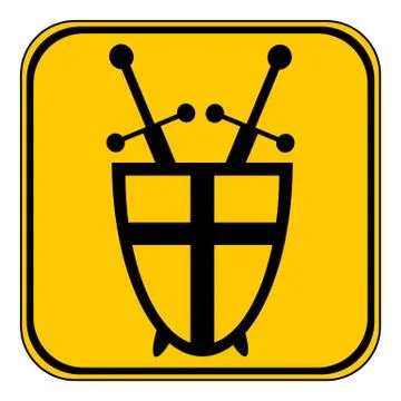 Shield and swords button. Stock Illustration