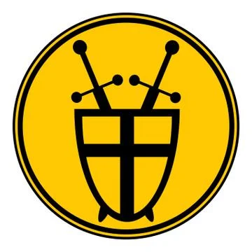 Shield and swords button. Illustrazione stock