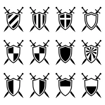 Shield and swords. Collection Stock Illustration