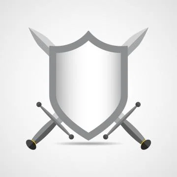 Shield and swords in flat design. Vector illustration. Stock Illustration
