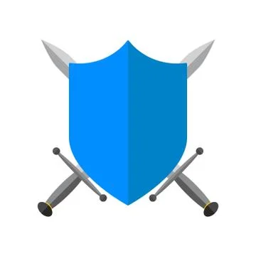 Shield and swords in flat design. Vector illustration. Stock Illustration