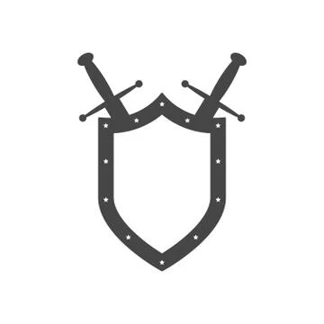 Shield and swords icon. Vector illustration. Stock Illustration