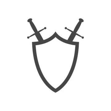 Shield and swords icon. Vector illustration. Stock Illustration