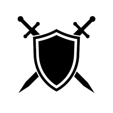 Shield and swords. Vector icon Stock Illustration