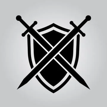 Shield and swords. Vector icon Stock Illustration