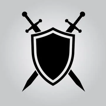 Shield and swords. Vector icon Stock Illustration