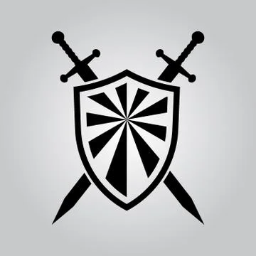 Shield and swords. Vector icon Stock Illustration
