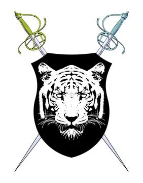 Shield and tiger Stock Illustration