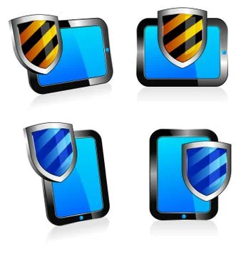 Shield antivirus Tablet 3D and 2D Stock Illustration