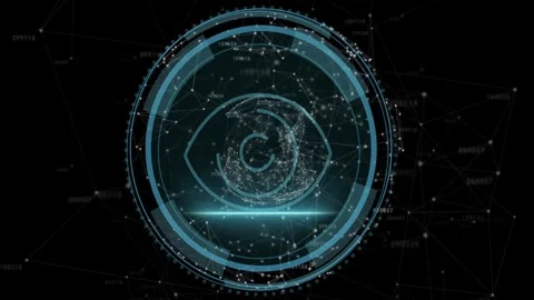 Shield appearing, HUD forming wireframe globe, rings rotating, beam scanning, Stock Footage 329832351