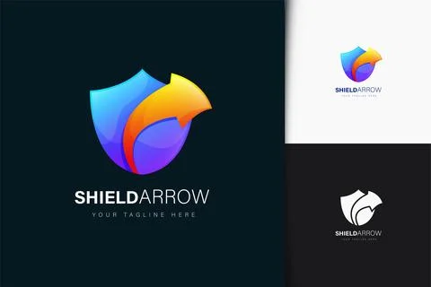 Shield arrow logo design with gradient Stock Illustration
