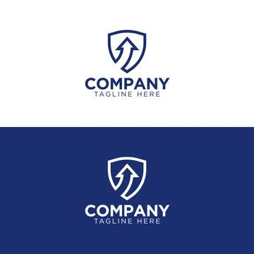 Shield with Arrow Outline Security Logo Dark Blue Two Color Variations Иллюстрация