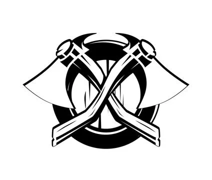 Shield with Axes, Warrior Coat of Arms Stock Illustration