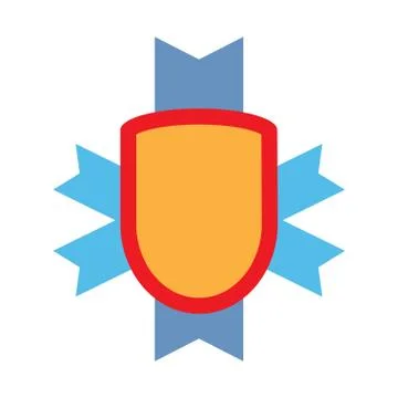 Shield badge with flat ribbon vector Stock Illustration