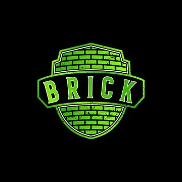 Shield badge guard security Brick wall emblem fitness strong soldier building Ilustración de archivo