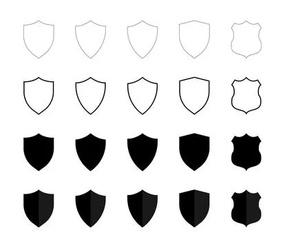 Shield Badge Icon Collection Set with Outline, Solid, and Split Style Vecto.. Stock Illustration