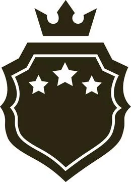 Shield badge icon with crown and stars for security excellence and royal ran Stock Illustration