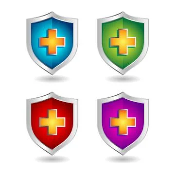 Shield badge icons set Stock Illustration