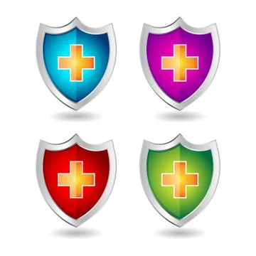 Shield badge icons set Stock Illustration