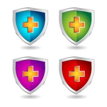 Shield badge icons set Stock Illustration